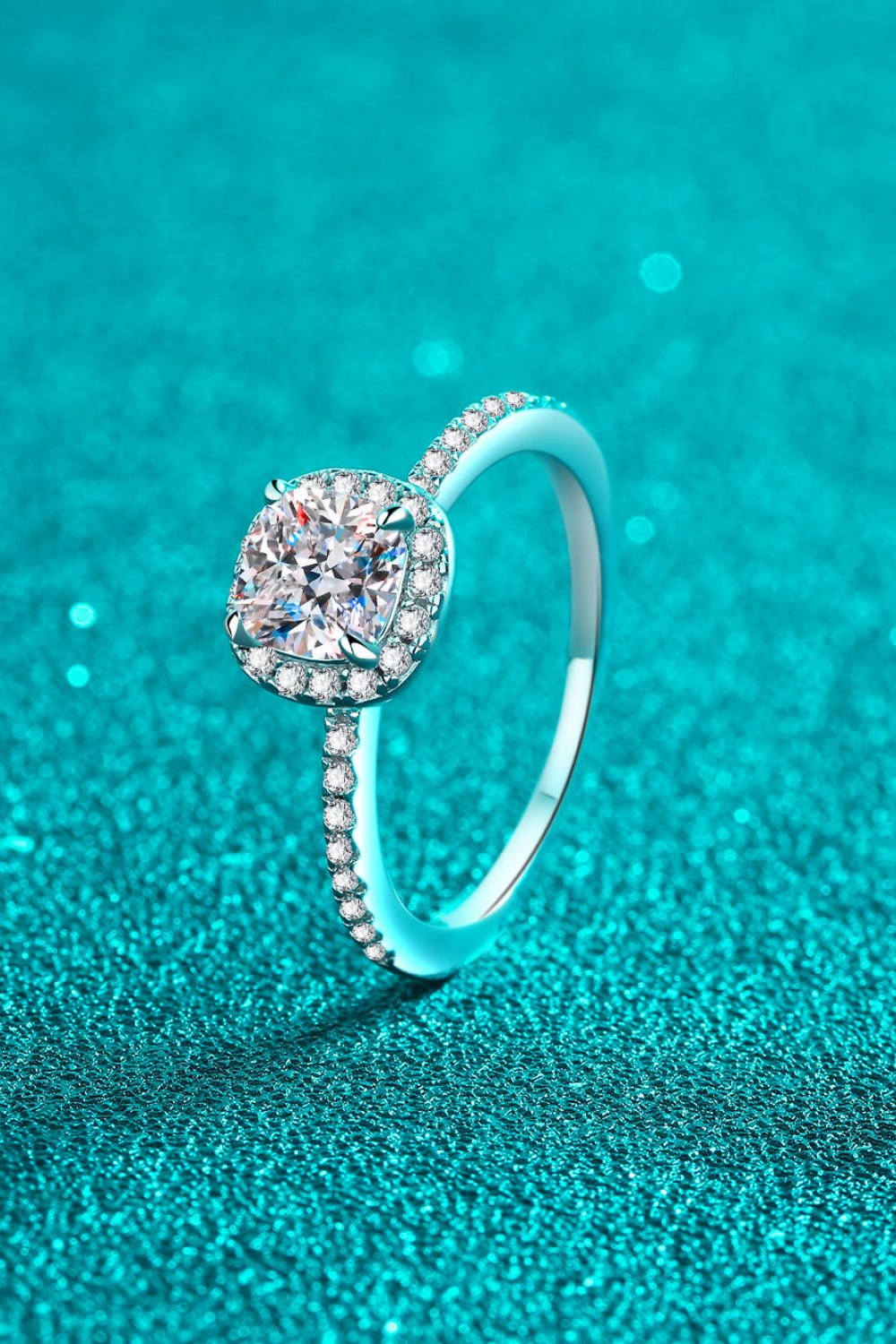 1 Carat Moissanite 925 Sterling Silver Halo Ring - Uylee's Boutique