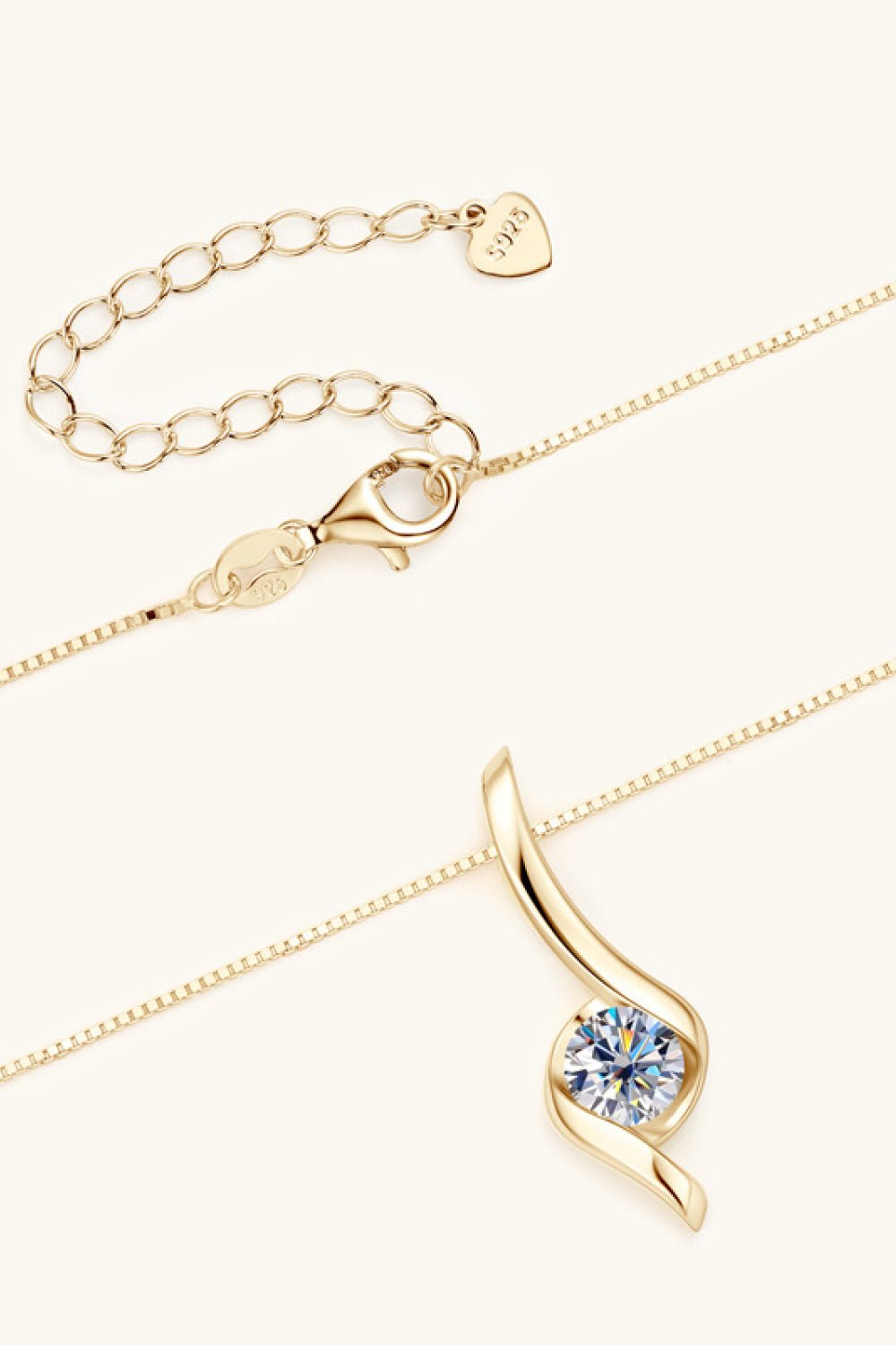 1 Carat Moissanite 925 Sterling Silver Necklace - Uylee's Boutique