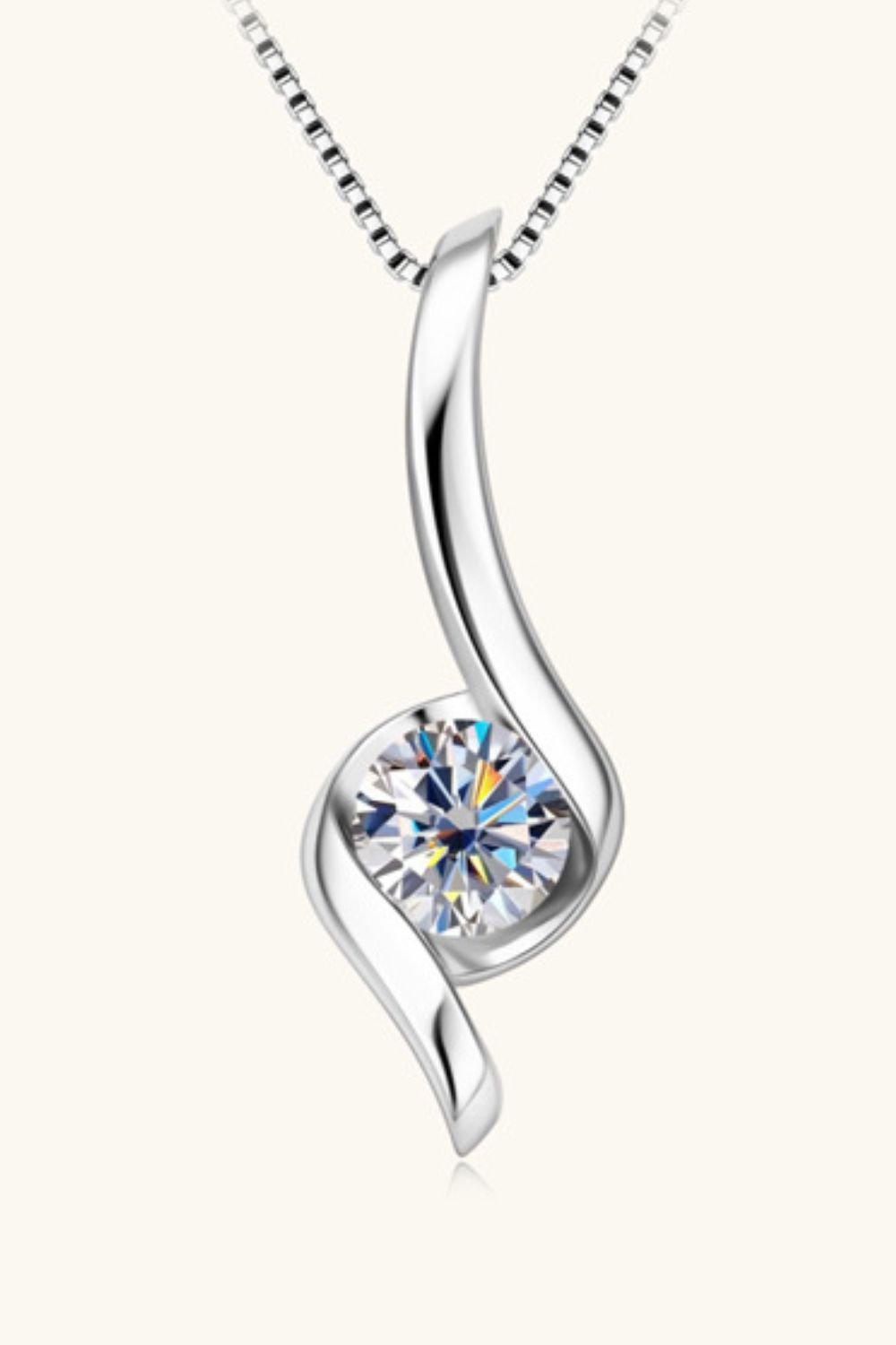 1 Carat Moissanite 925 Sterling Silver Necklace - Uylee's Boutique