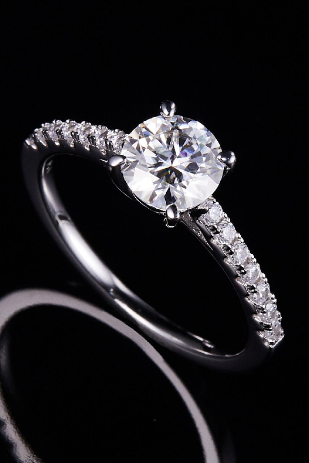 1 Carat Moissanite 925 Sterling Silver Side Stone Ring - Uylee's Boutique
