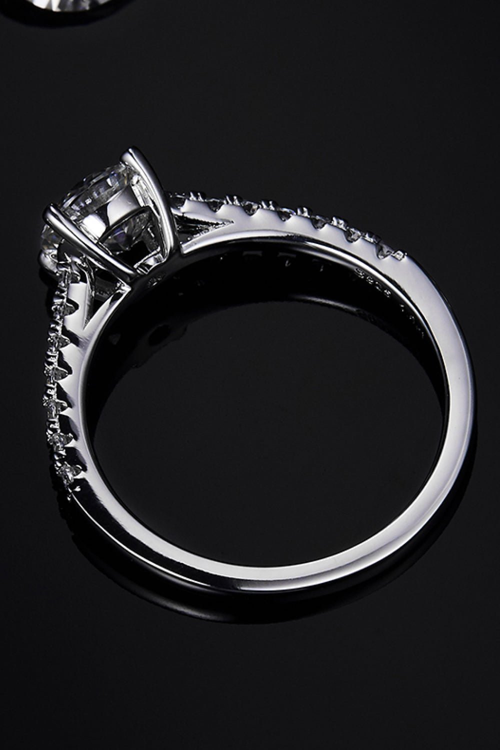 1 Carat Moissanite 925 Sterling Silver Side Stone Ring - Uylee's Boutique