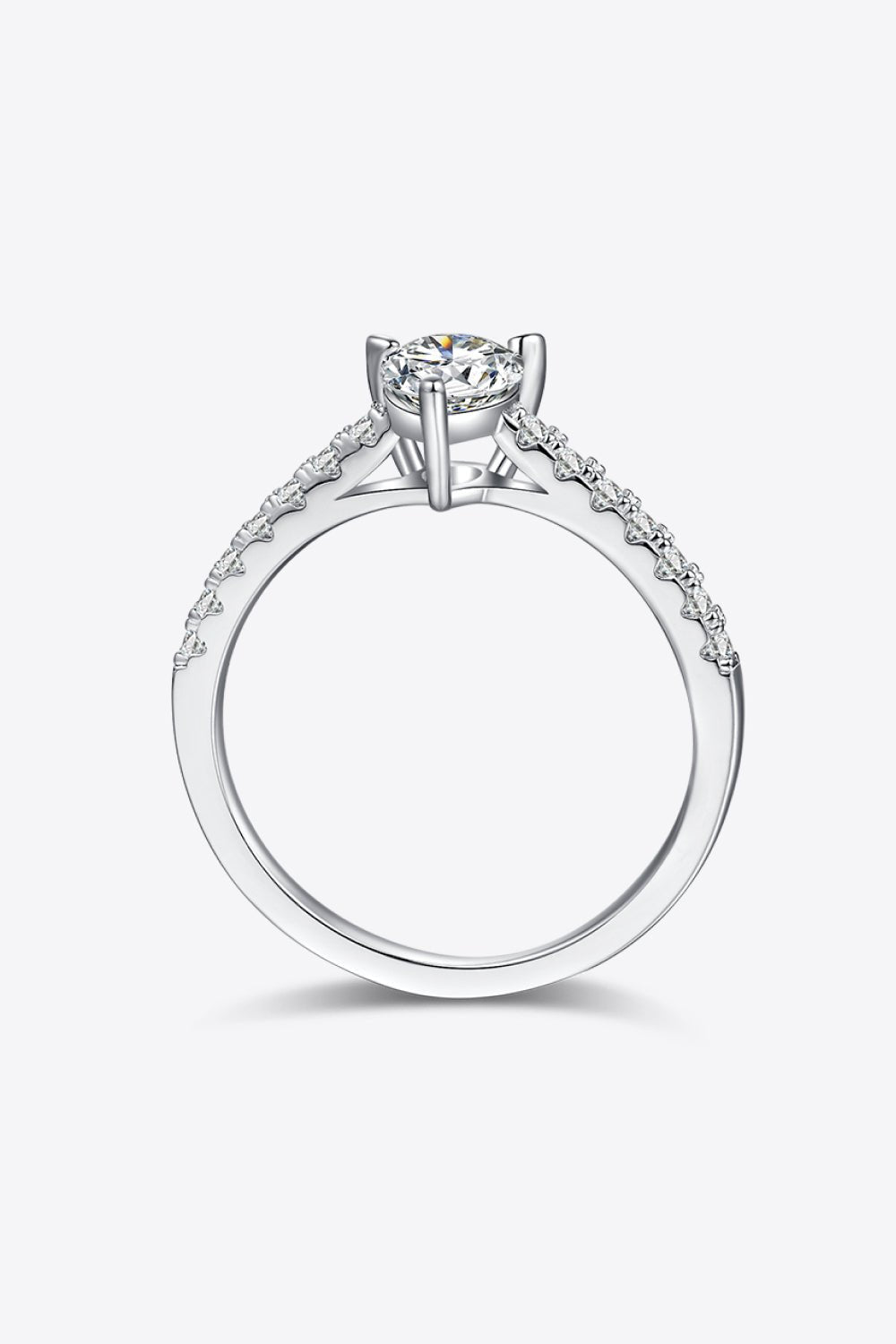 1 Carat Moissanite 925 Sterling Silver Side Stone Ring - Uylee's Boutique