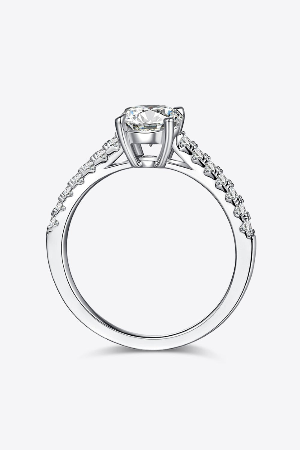 1 Carat Moissanite 925 Sterling Silver Side Stone Ring - Uylee's Boutique