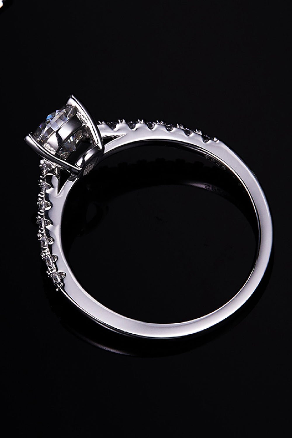 1 Carat Moissanite 925 Sterling Silver Side Stone Ring - Uylee's Boutique