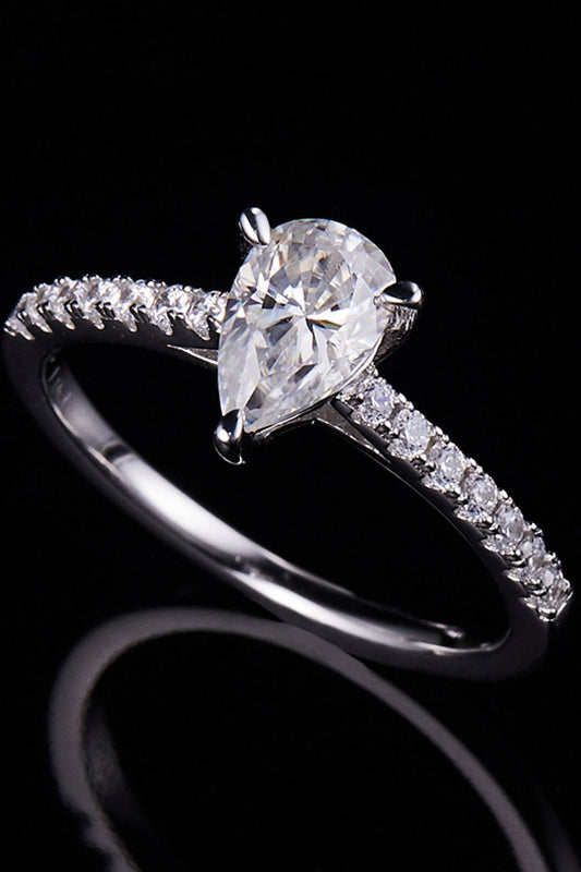 1 Carat Moissanite 925 Sterling Silver Side Stone Ring - Uylee's Boutique