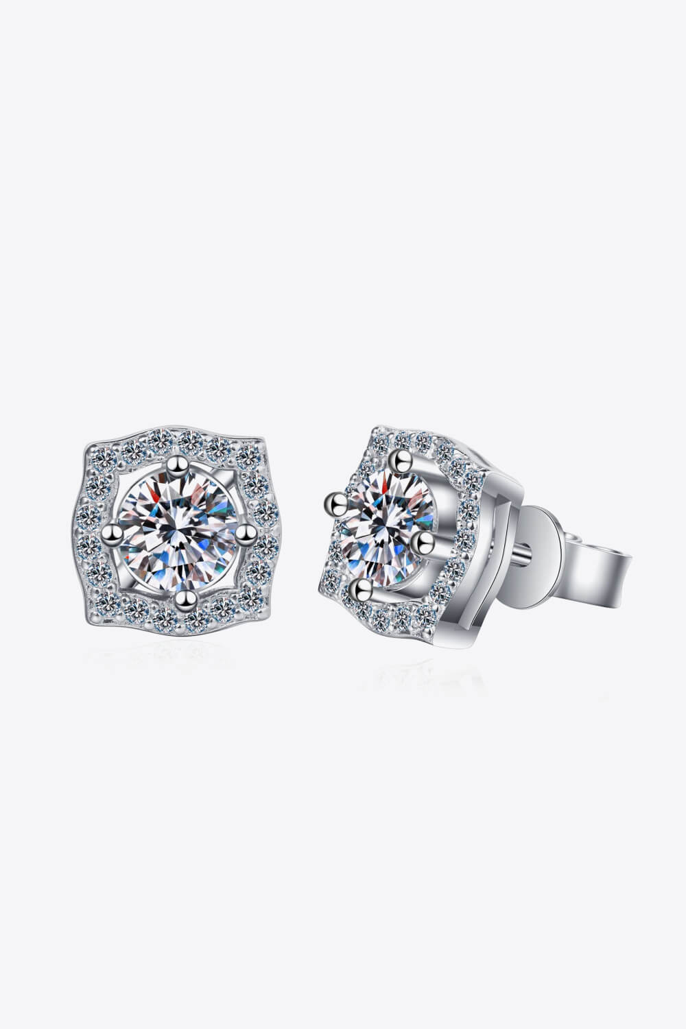 1 Carat Moissanite Geometric Stud Earrings - Uylee's Boutique