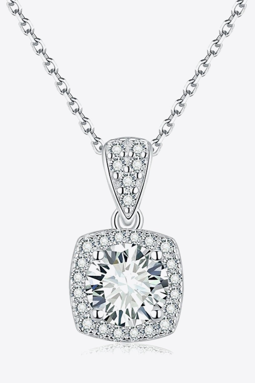 1 Carat Moissanite Square Pendant Necklace - Uylee's Boutique