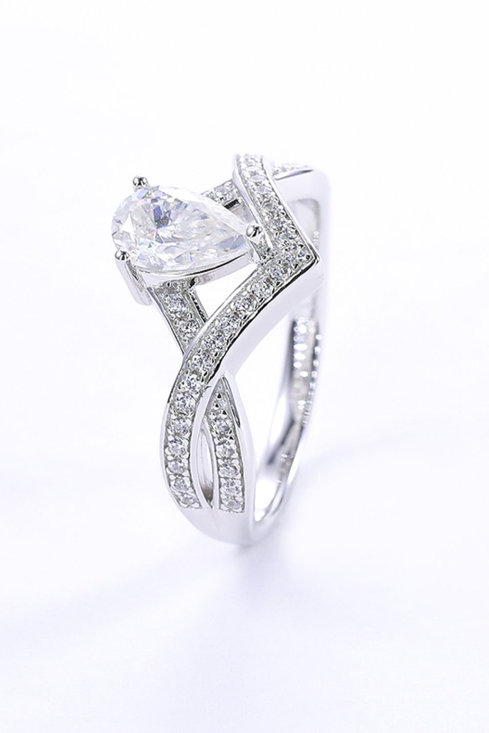 1 Carat Moissanite Teardrop 925 Sterling Silver Ring - Uylee's Boutique