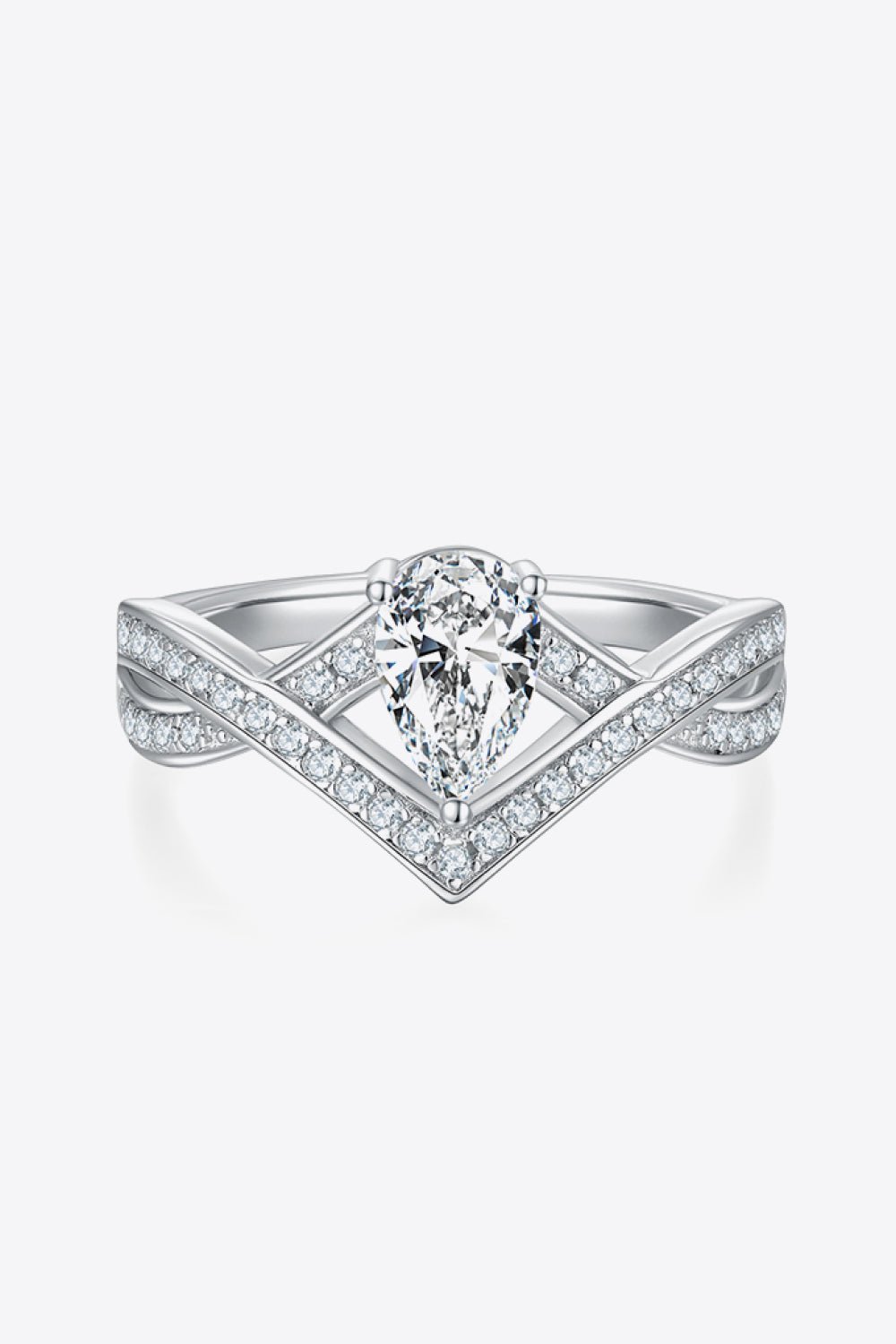 1 Carat Moissanite Teardrop 925 Sterling Silver Ring - Uylee's Boutique