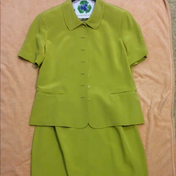100% Silk ✨Morgan Taylor 2-Piece Silk Dress Suit, US Size 12 - Uylee's Boutique