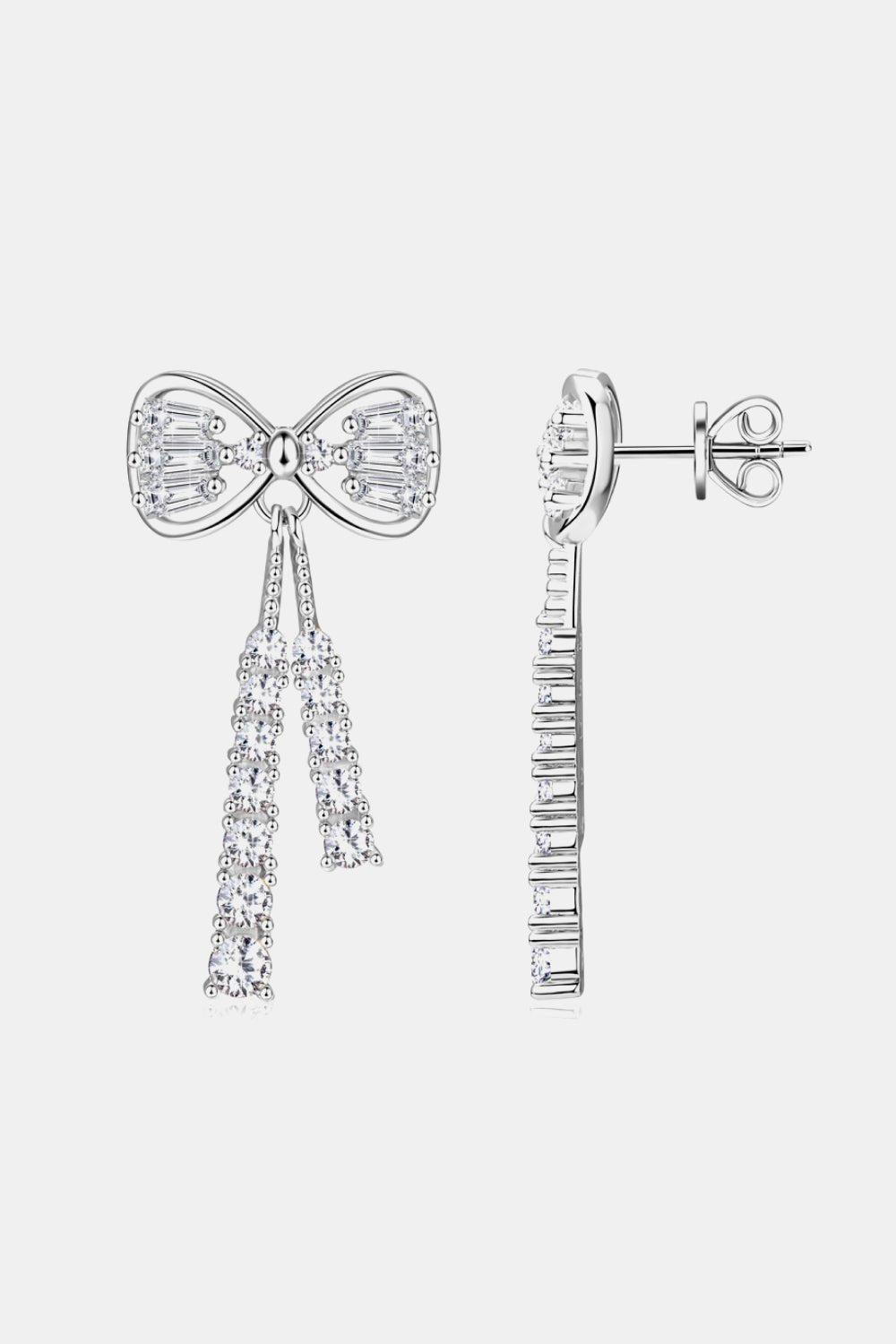 1.12 Carat Moissanite 925 Sterling Silver Bow Earrings - Uylee's Boutique