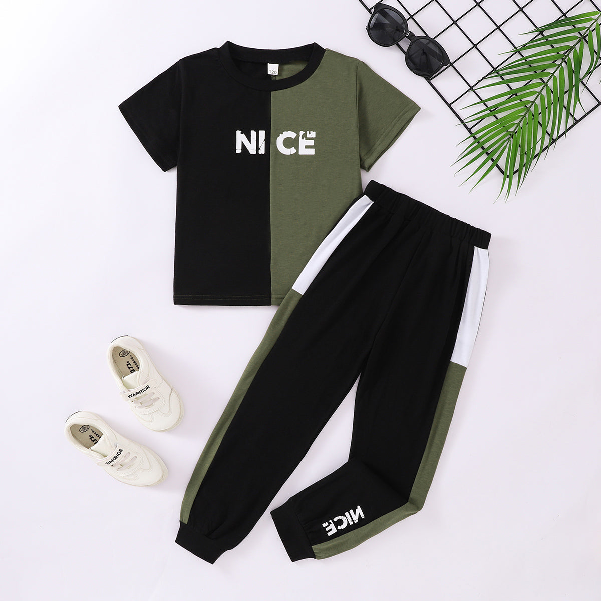 NICE コントラスト T シャツとパンツのセット