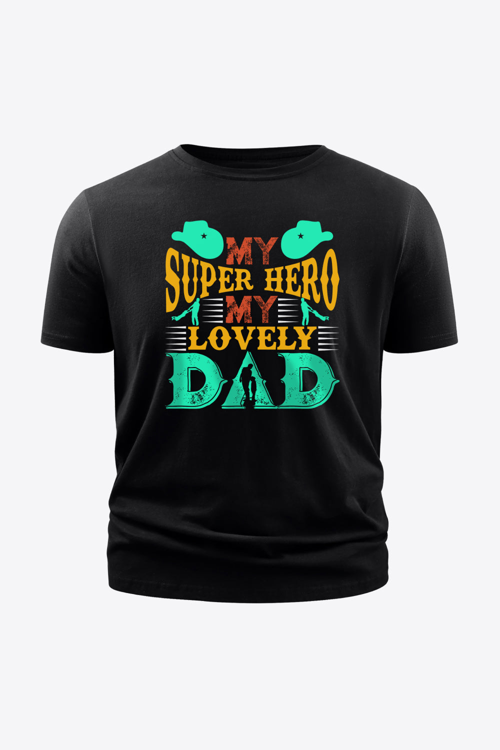 Full Size MY SUPER HERO MY LOVELY DAD Graphic Round Neck Short Sleeve Cotton T-Shirt