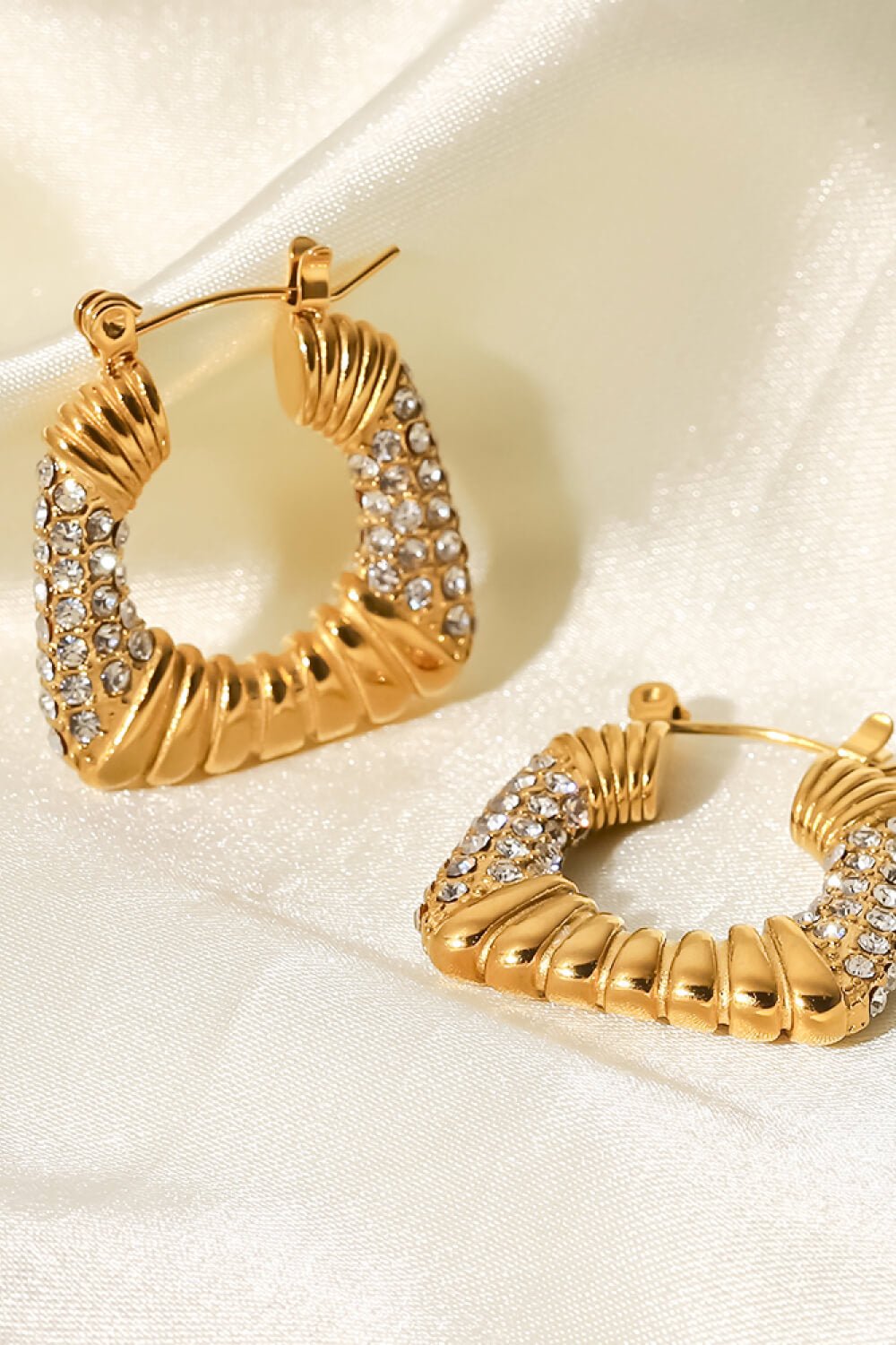 18K Gold Plated Inlaid Cubic Zirconia Earrings - Uylee's Boutique