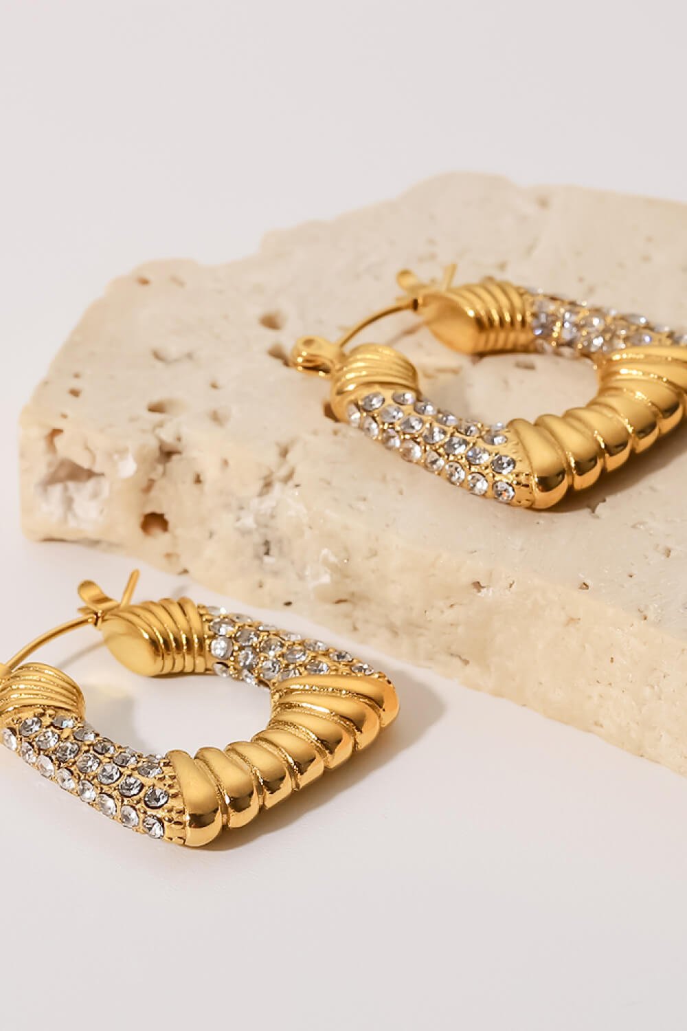 18K Gold Plated Inlaid Cubic Zirconia Earrings - Uylee's Boutique