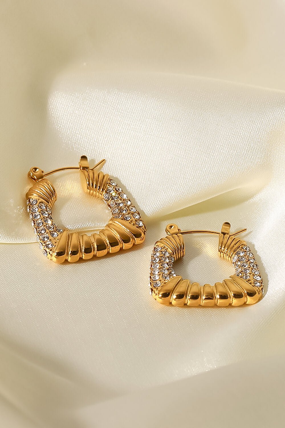 18K Gold Plated Inlaid Cubic Zirconia Earrings - Uylee's Boutique