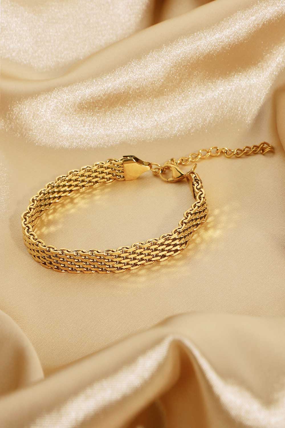 18K Gold-Plated Wide Chain Bracelet - Uylee's Boutique
