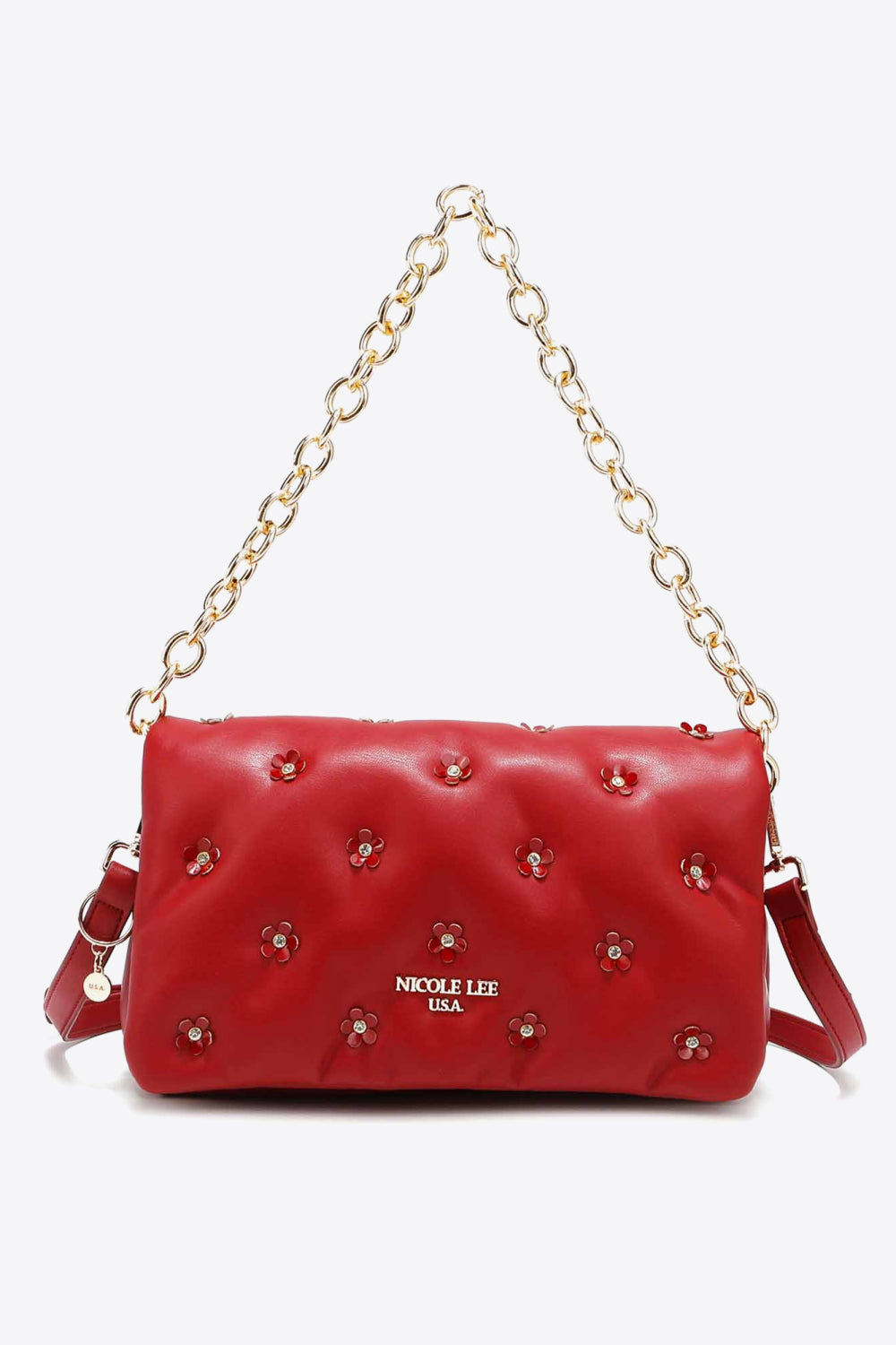 Uylee's Boutique Nicole Lee USA ダイヤモンド フラワー メッセンジャー クロスボディ バッグ