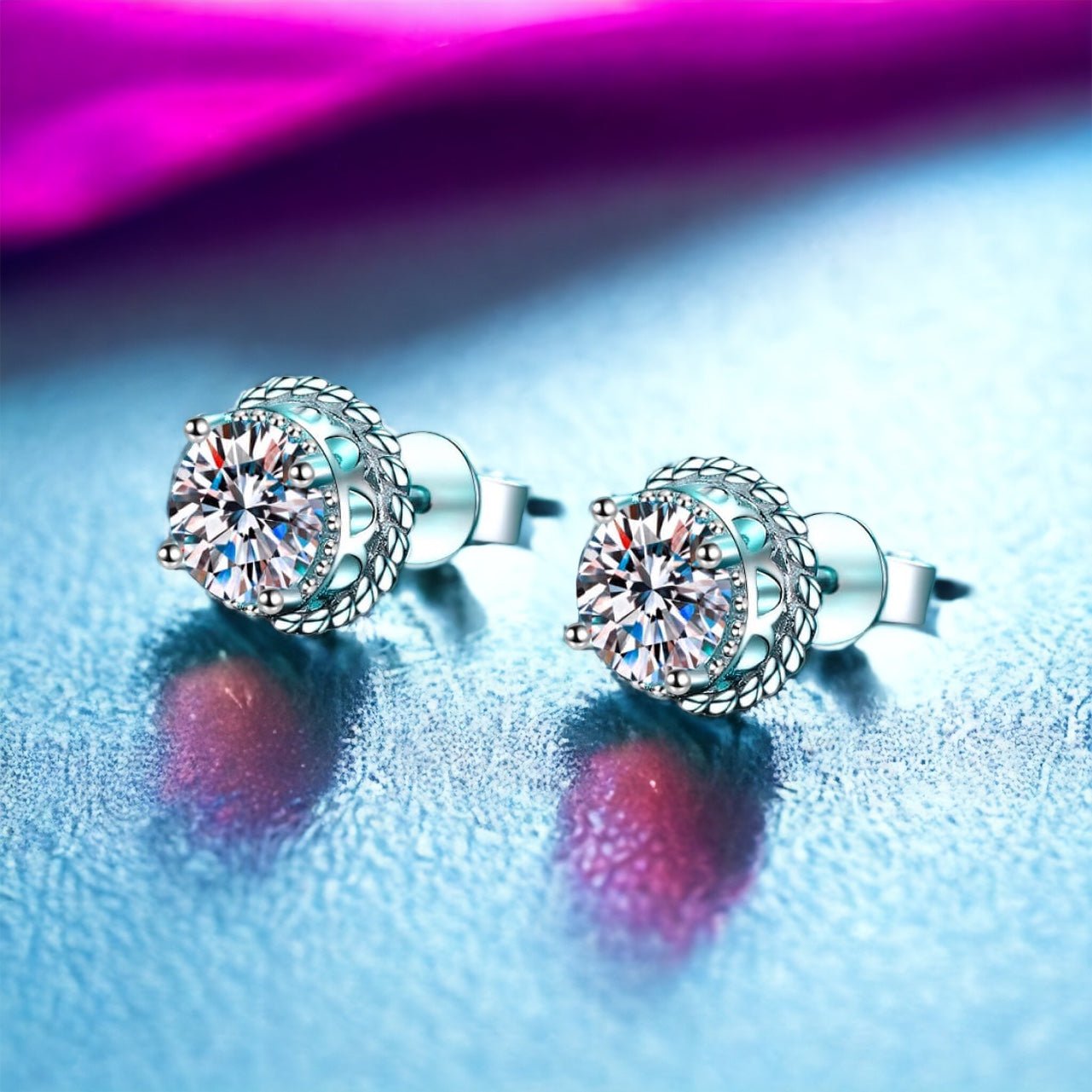 2 Carat Moissanite 925 Sterling Silver Stud Earrings - Uylee's Boutique