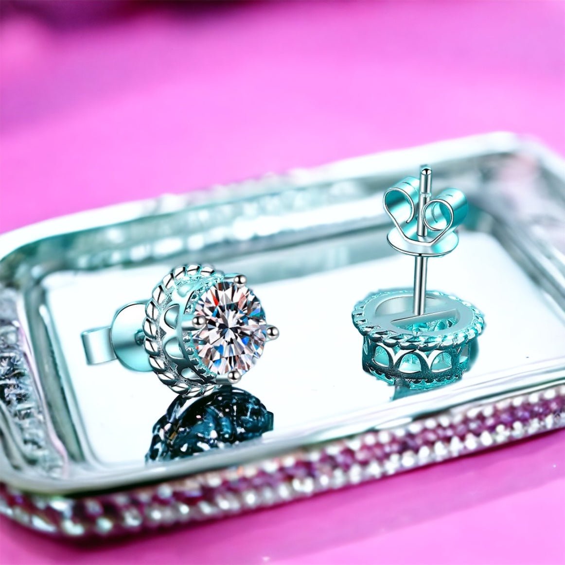 2 Carat Moissanite 925 Sterling Silver Stud Earrings - Uylee's Boutique