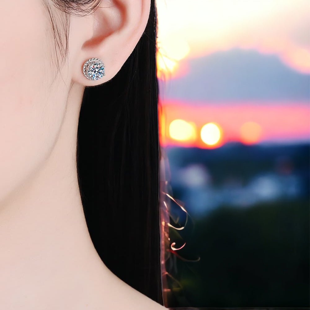 2 Carat Moissanite 925 Sterling Silver Stud Earrings - Uylee's Boutique