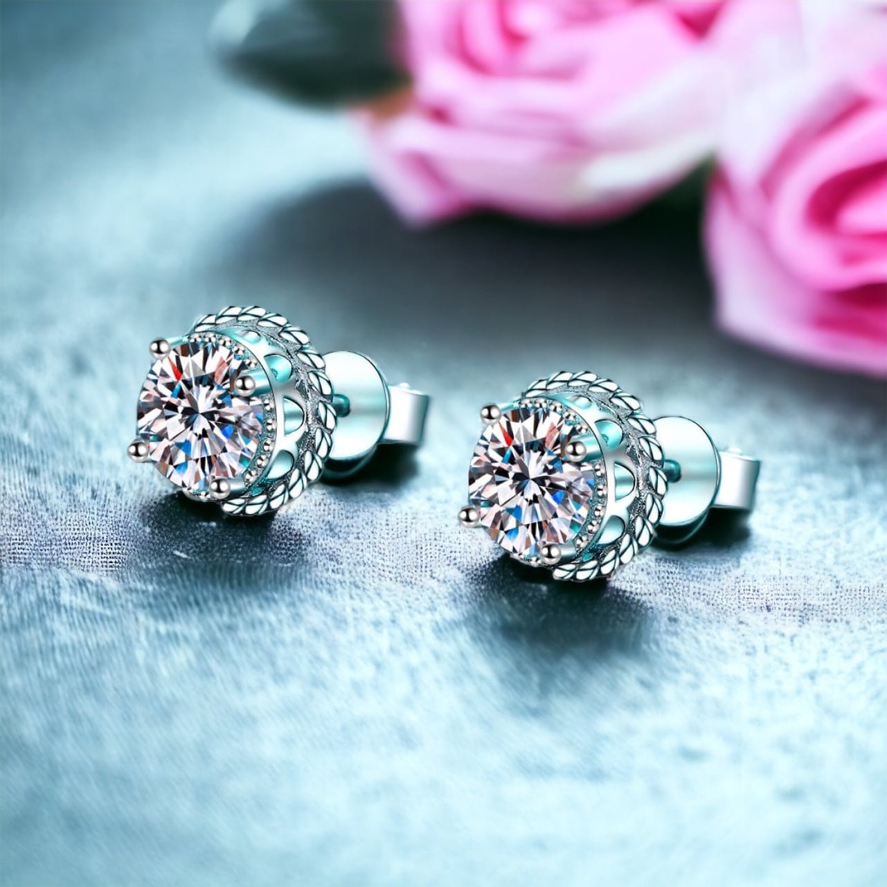 2 Carat Moissanite 925 Sterling Silver Stud Earrings - Uylee's Boutique