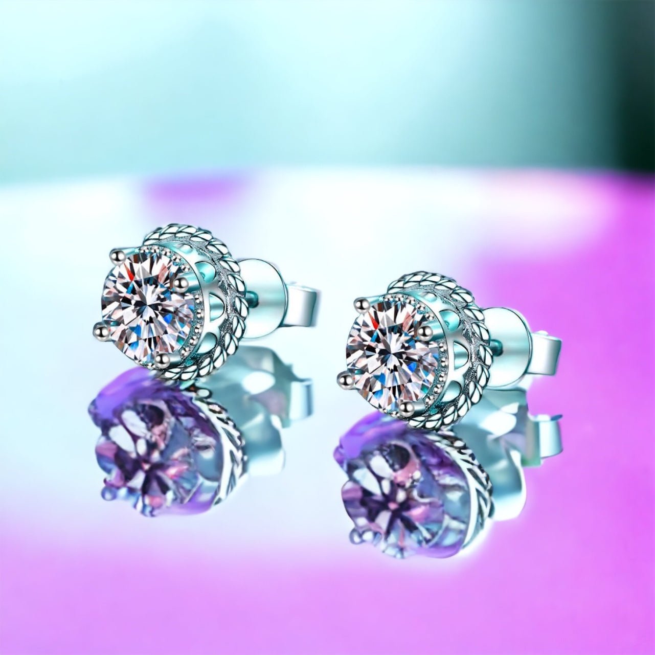 2 Carat Moissanite 925 Sterling Silver Stud Earrings - Uylee's Boutique