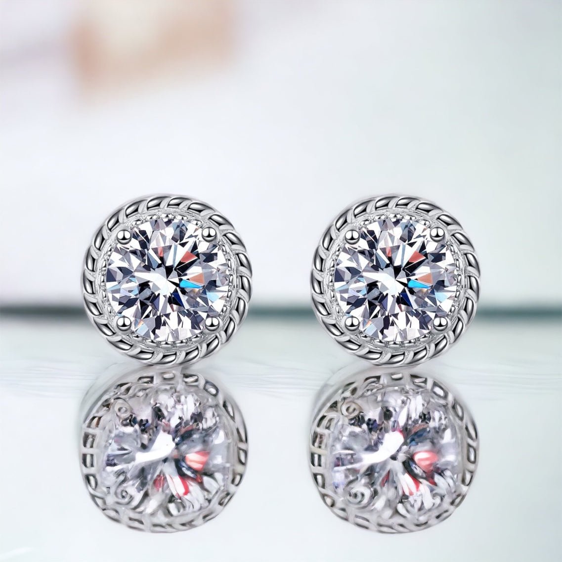 2 Carat Moissanite 925 Sterling Silver Stud Earrings - Uylee's Boutique