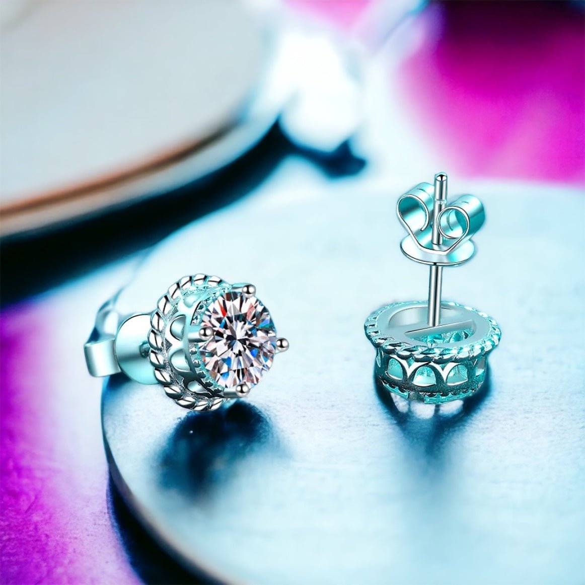 2 Carat Moissanite 925 Sterling Silver Stud Earrings - Uylee's Boutique