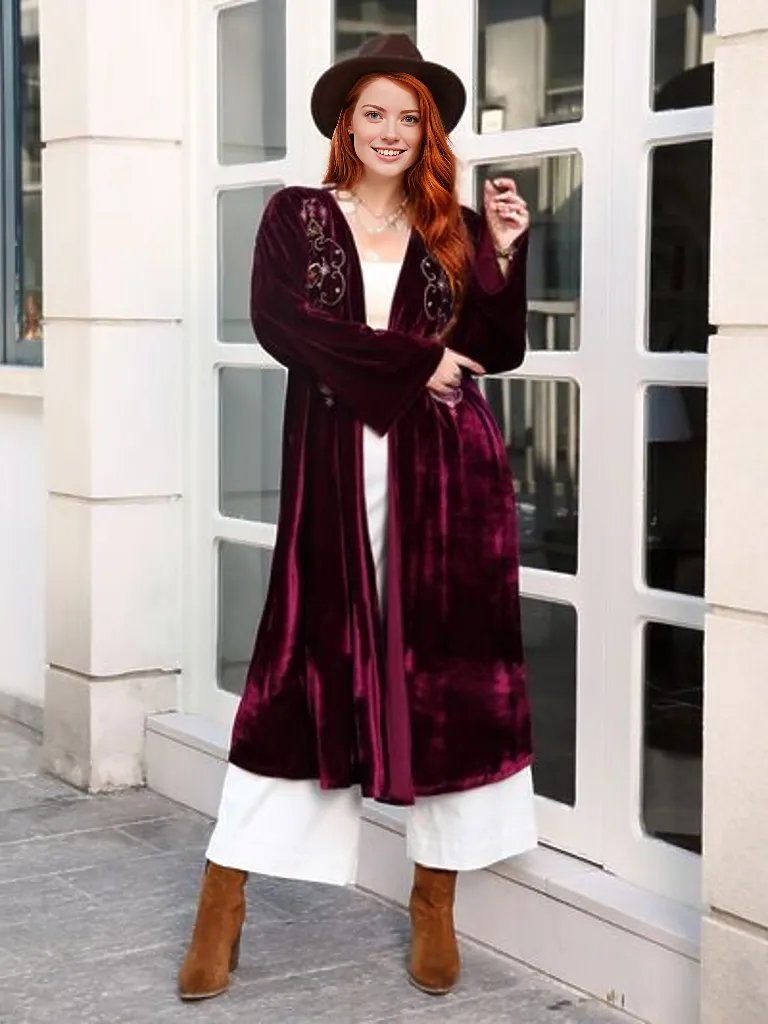 Plus Size Printed Open Front Long Sleeve Cardigan