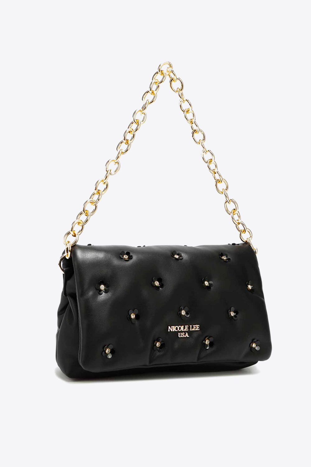 Uylee's Boutique Nicole Lee USA ダイヤモンド フラワー メッセンジャー クロスボディ バッグ