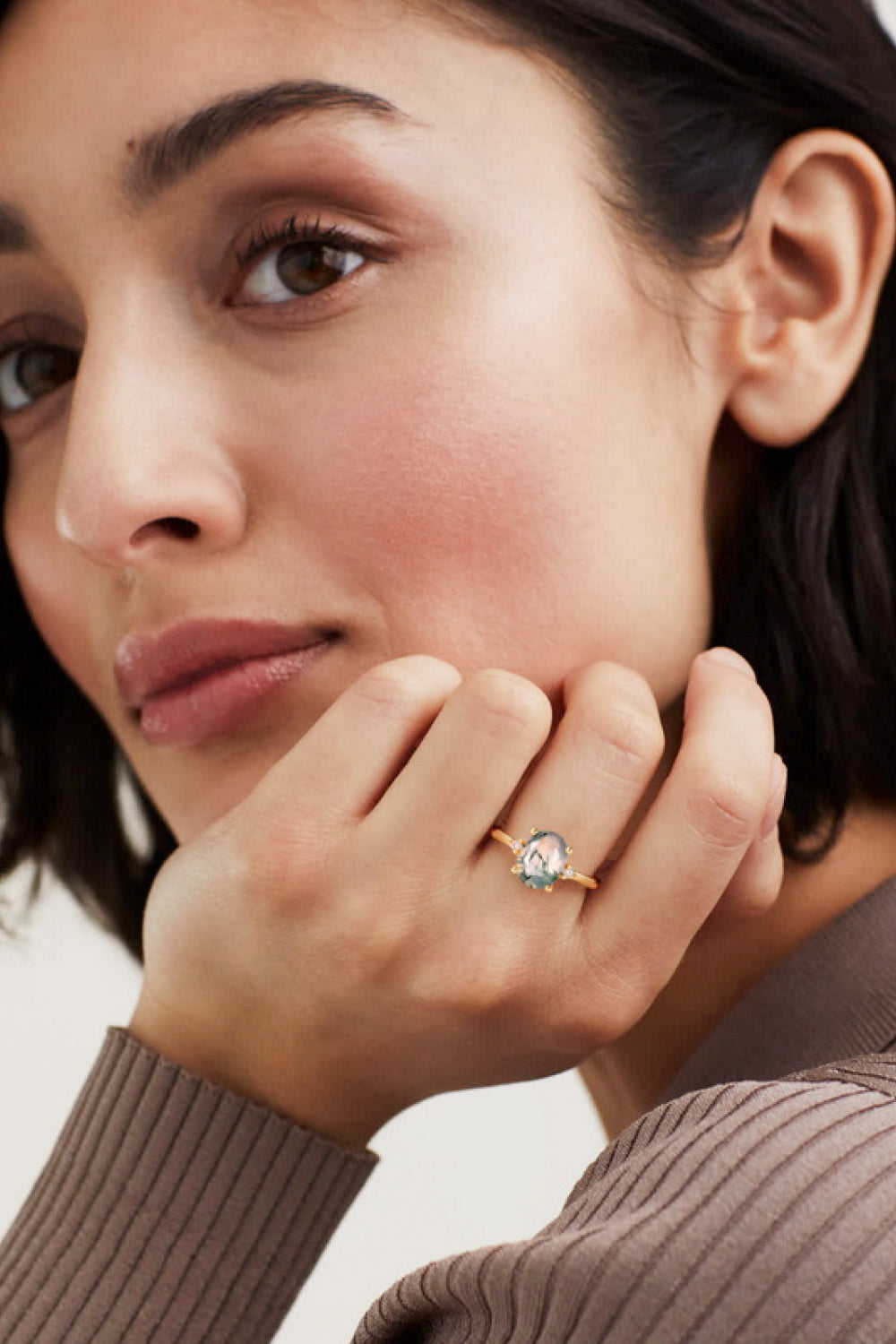 Moss Agate Adjustable Ring