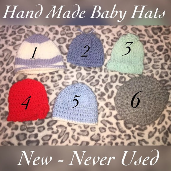 Brand New Hand Made New Born Baby Hats - 6 Patterns