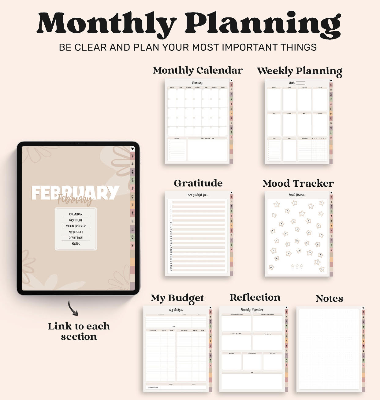 Digital Planner: Undated Goodnotes Planner for Goodnotes, Notability, Noteshelf, Xodo, or any pdf annotation app