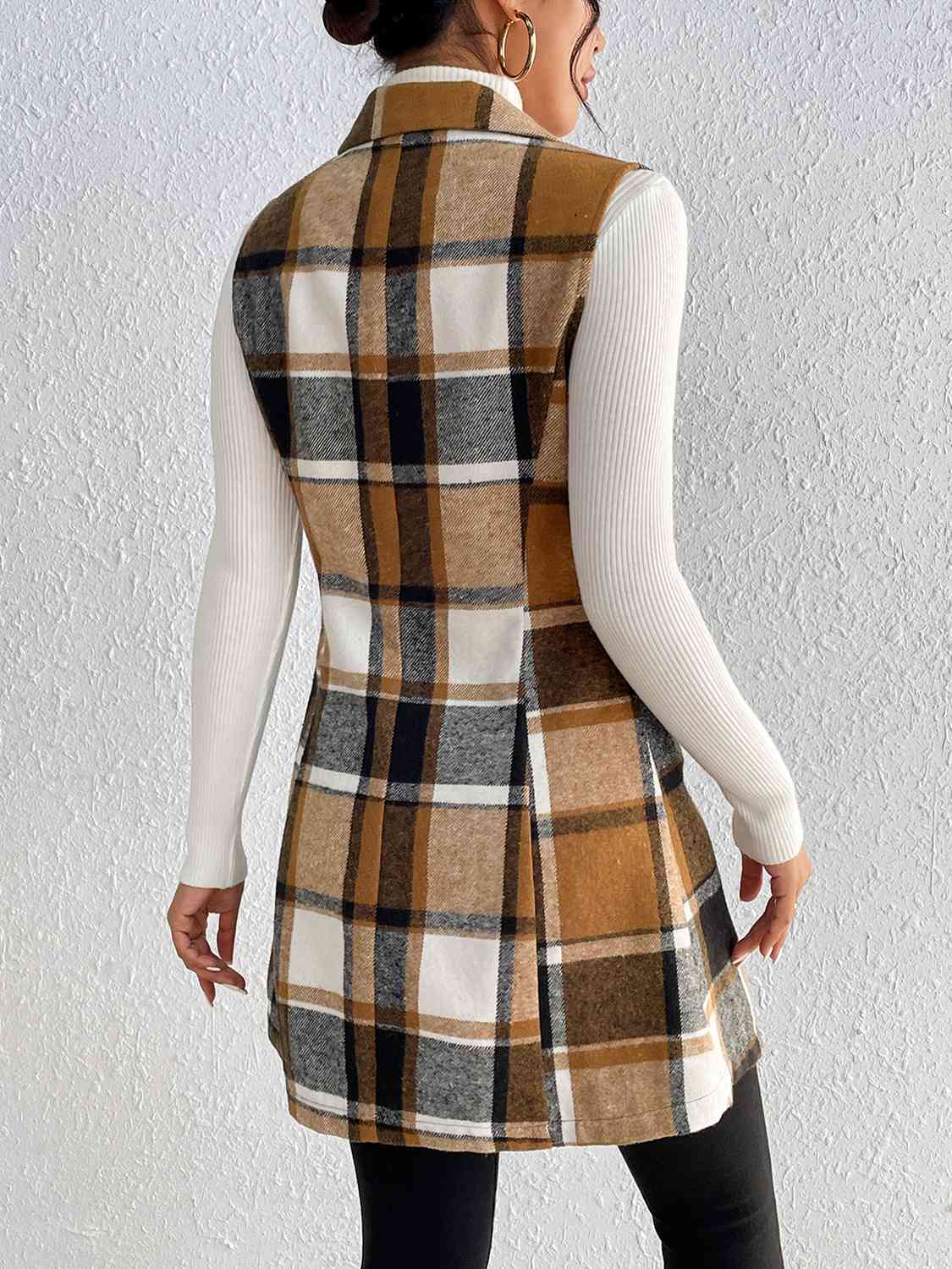 Plaid Lapel Collar Vest, Sizes Small - XLarge