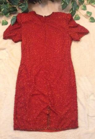 Red Indian Vintage 100% Pure Silk Beaded Dress, Size Medium - Gently Used