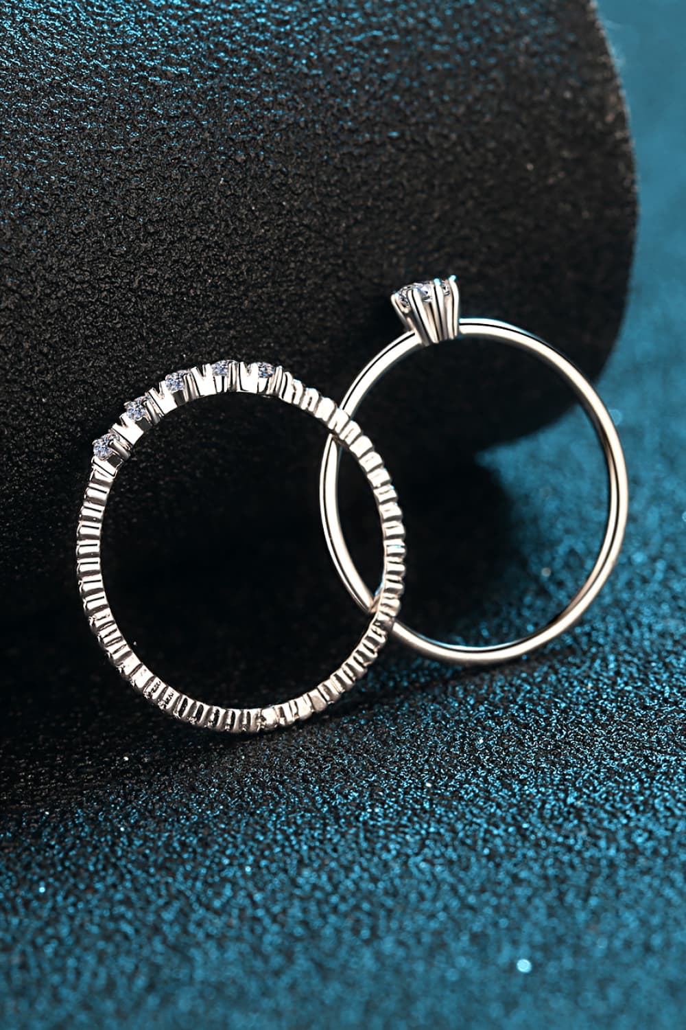Uylees Boutique Moissanite 925 Sterling Silver Two-Piece Ring Set