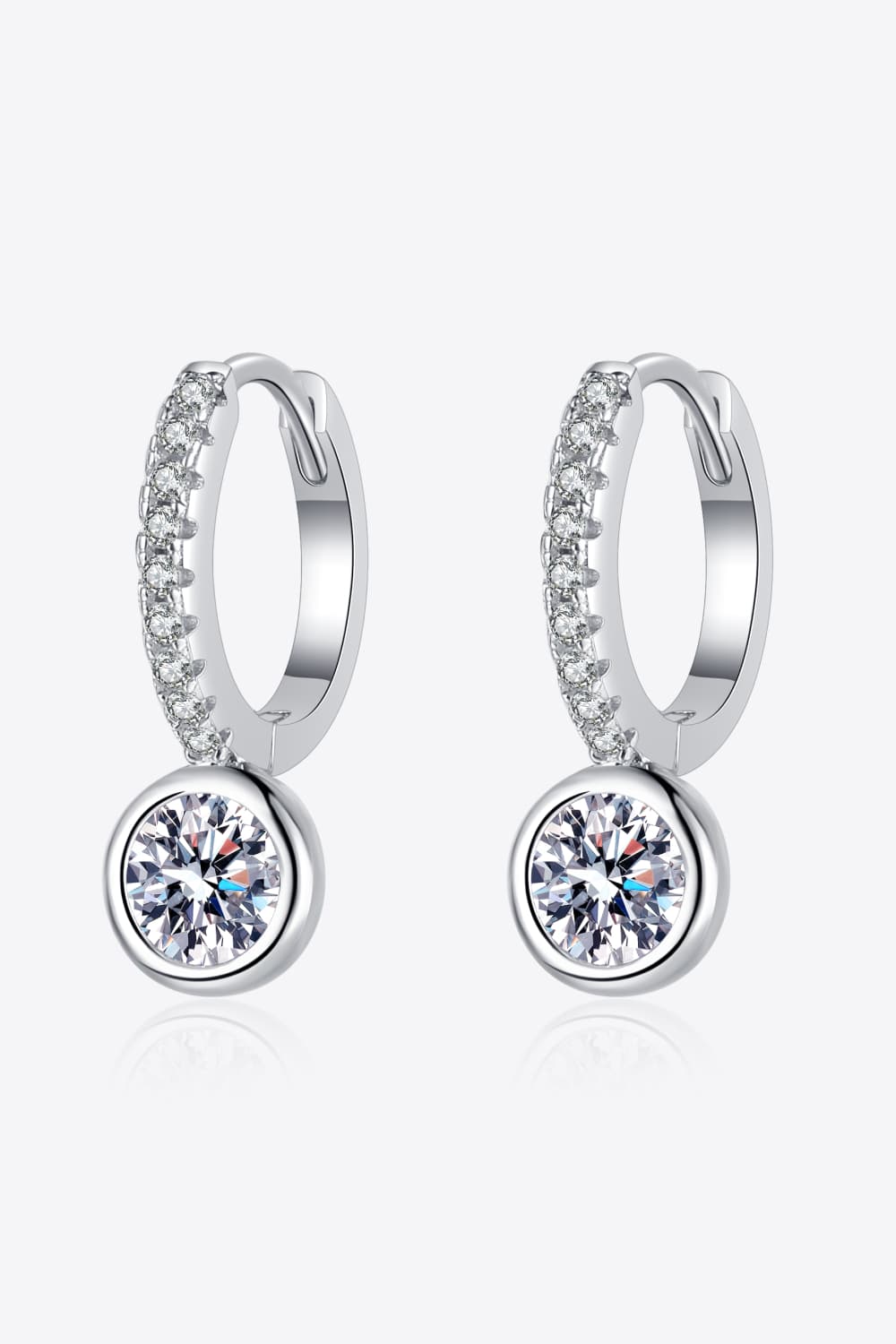 Uylees Boutique 1 Carat Moissanite Rhodium-Plated Drop Earrings