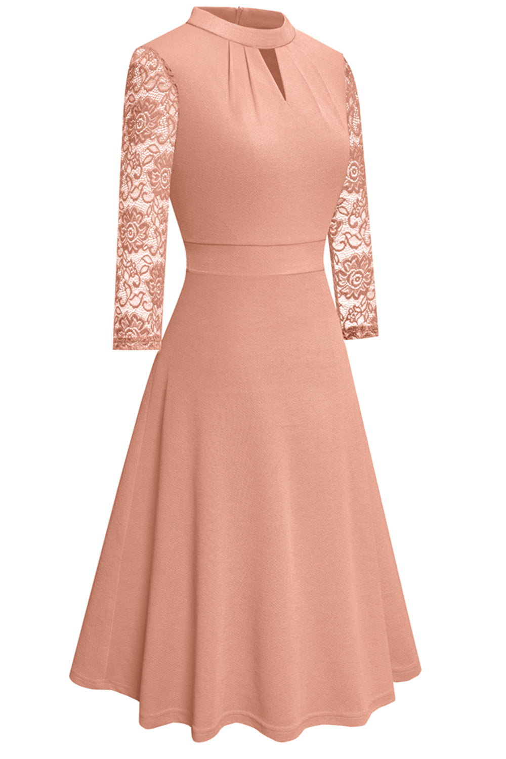 Round Neck Three-Quarter Sleeve Cutout Dress