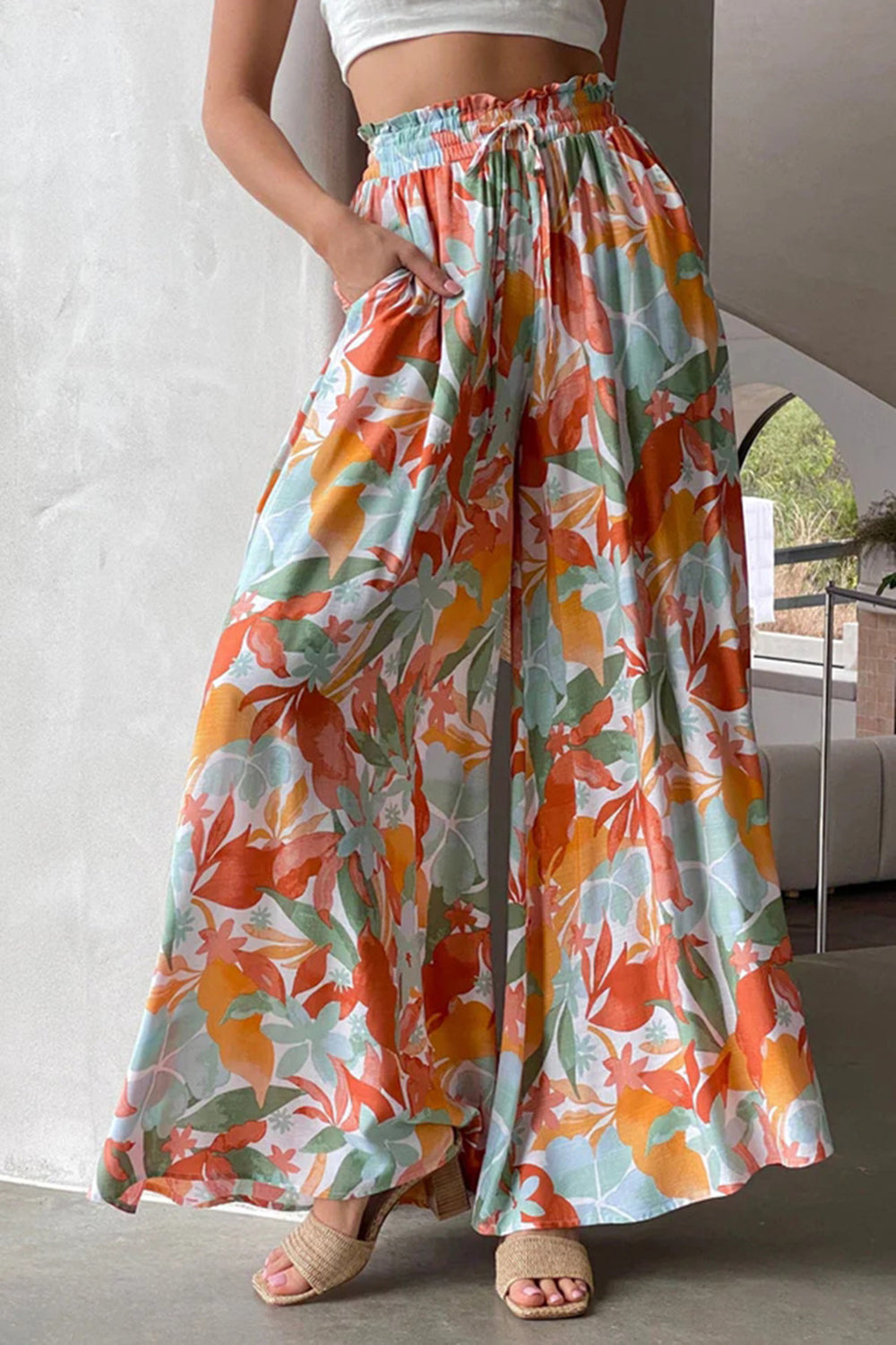 Tied Wide Leg Pants - Four Color Choices