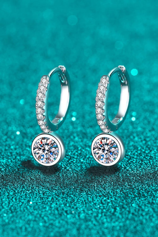 Uylees Boutique 1 Carat Moissanite Rhodium-Plated Drop Earrings