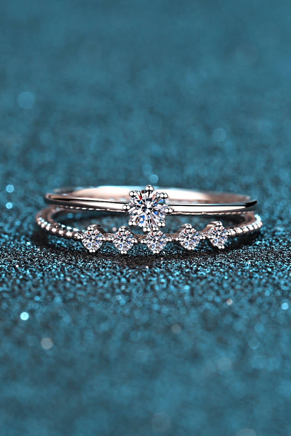 Uylees Boutique Moissanite 925 Sterling Silver Two-Piece Ring Set