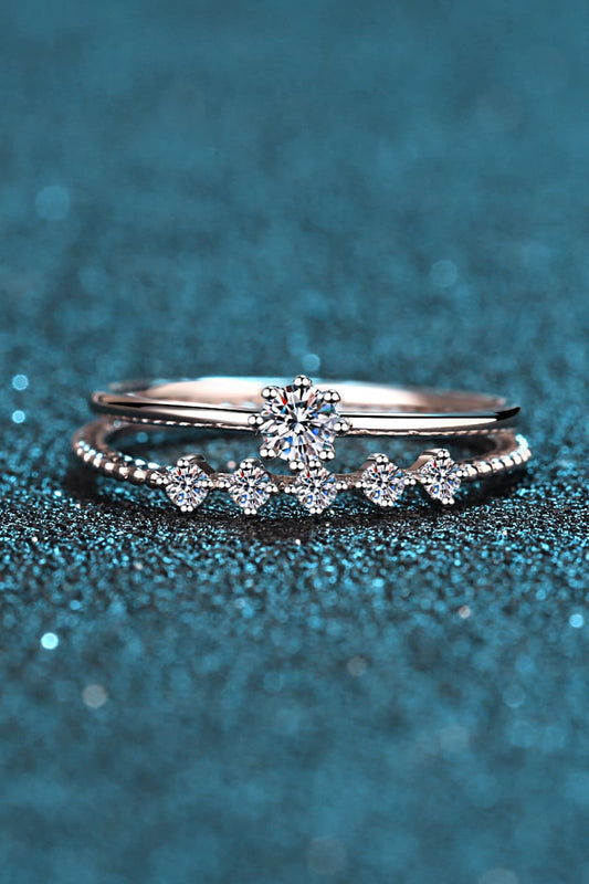 Uylees Boutique Moissanite 925 Sterling Silver Two-Piece Ring Set