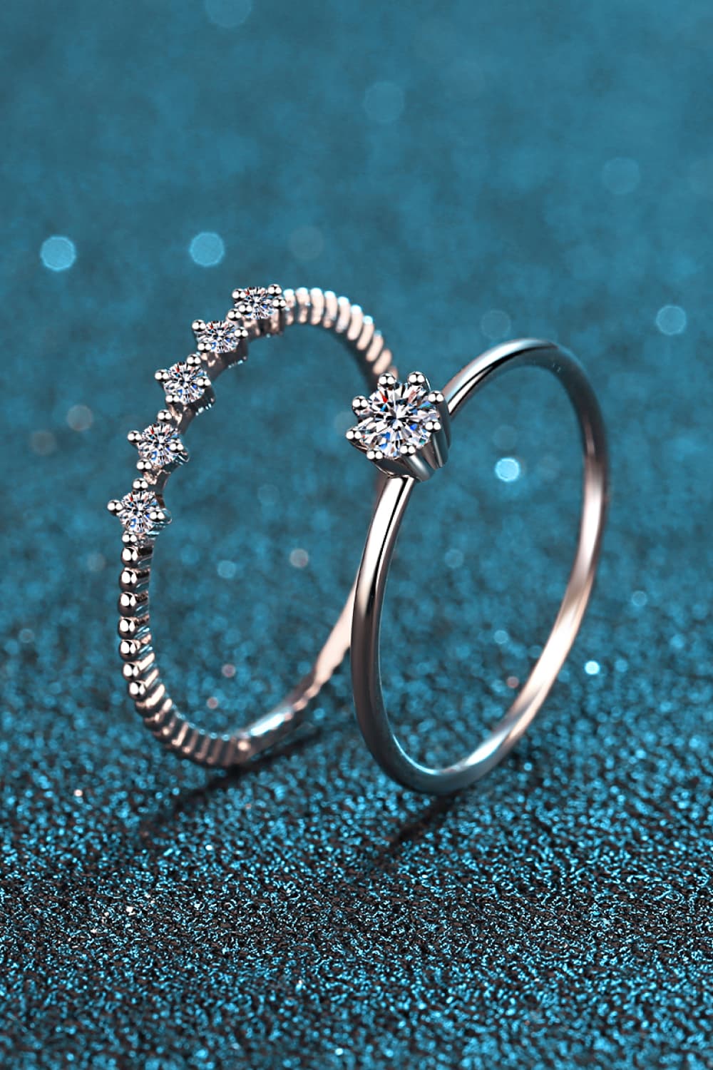 Uylees Boutique Moissanite 925 Sterling Silver Two-Piece Ring Set