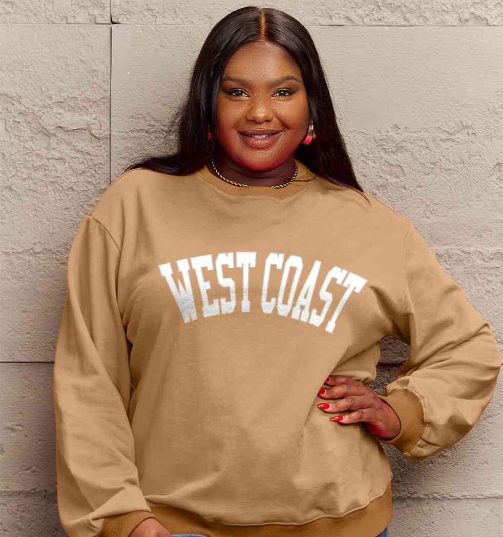 Simply Love Full Size WEST COAST Graphic Long Sleeve Sweatshirt