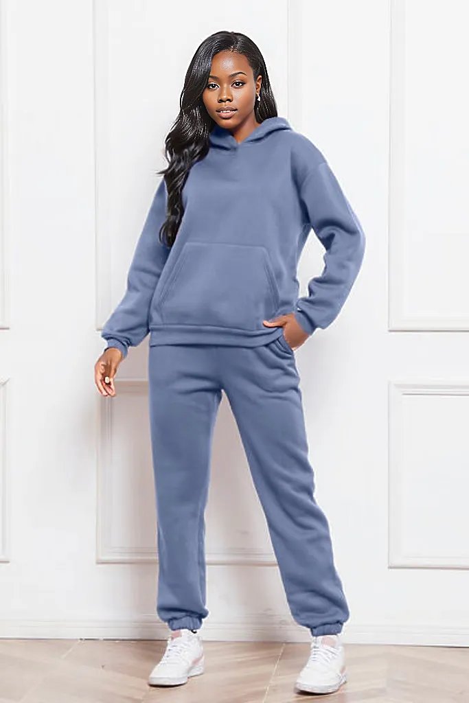 Drop Shoulder Long Sleeve Hoodie and Pants Set