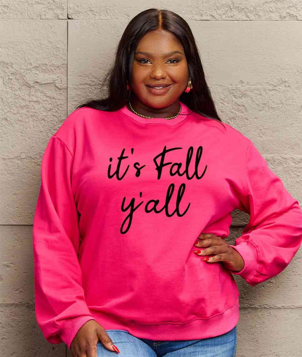 Simply Love Full Size IT'S FALL Y'ALL Graphic Sweatshirt