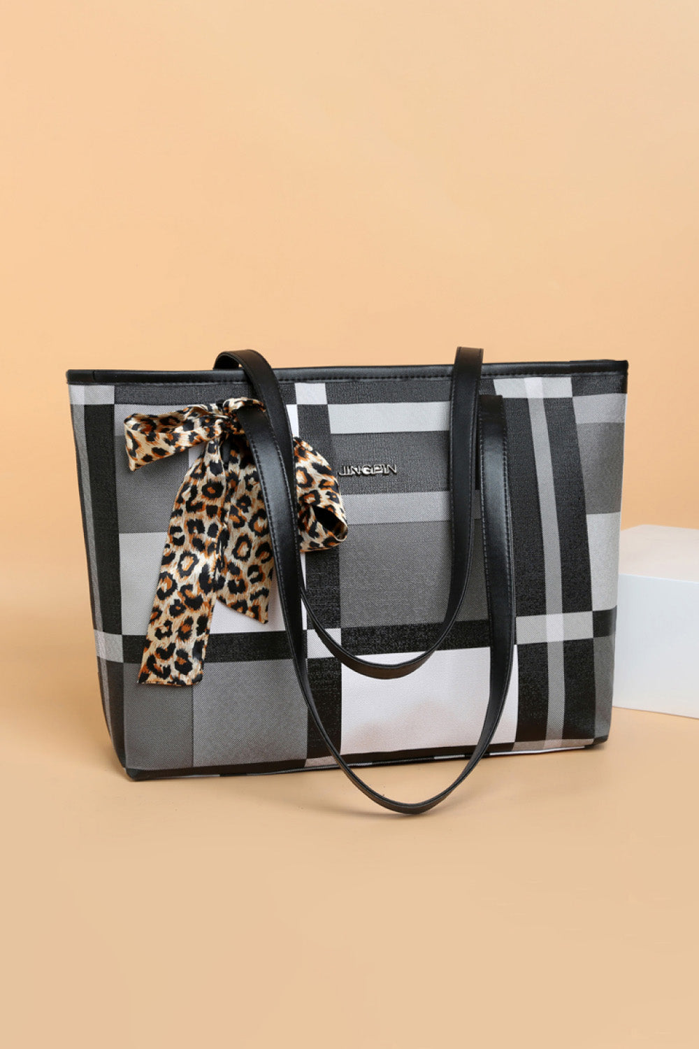Uylee’s Boutique Color Block Tie Detail PU Leather Tote Bag
