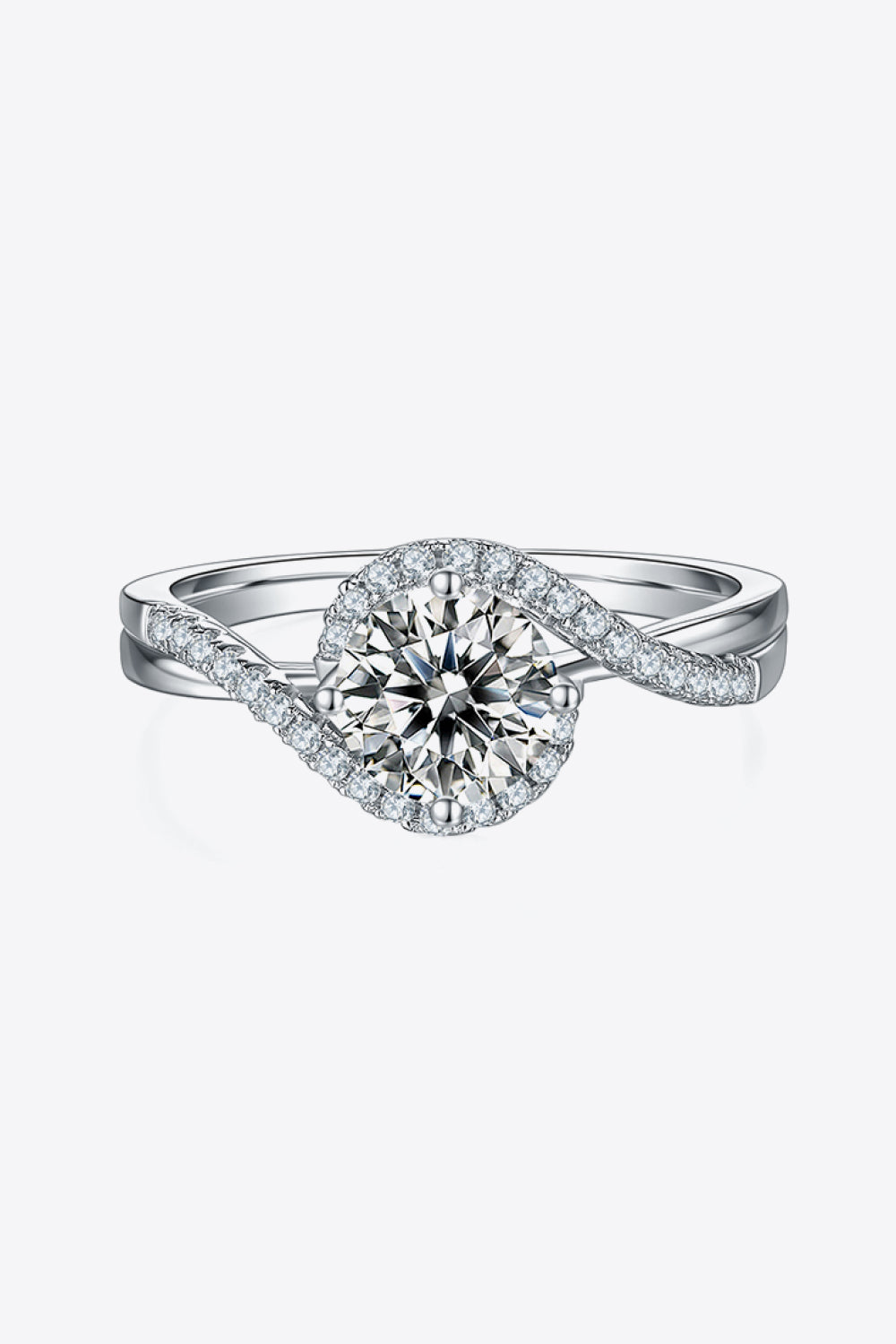 Uylees Boutique 1 Carat Moissanite 925 Sterling Silver Crisscross Ring