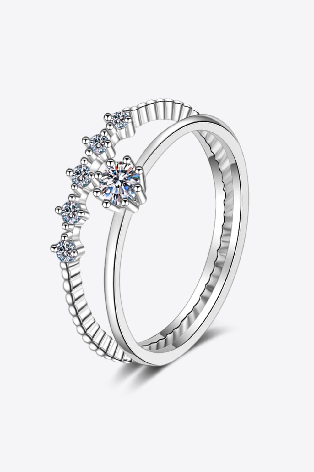 Uylees Boutique Moissanite 925 Sterling Silver Two-Piece Ring Set